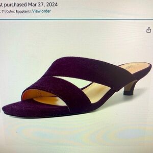 - Brand New In Box Eggplant Kitten Heel Sandals